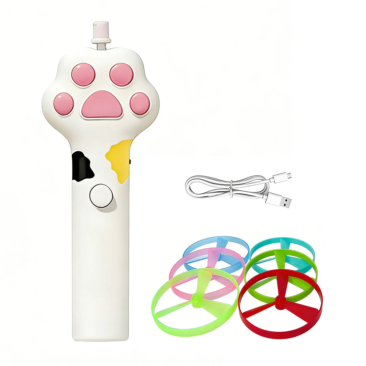 Electric Flying Disc Cat Toy | 6 Spinners, Rechargeable Electric Cat Toy Vue White China Mainland