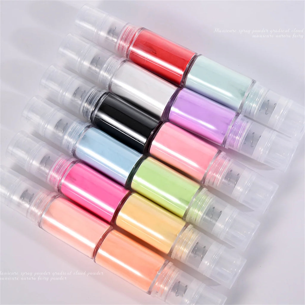 1pc Gradient Nail Powder Spray Powder Immersion Powder Macaron Color Aurora Sparkle Powder Pop Color Portable Nail Art Creation Vue
