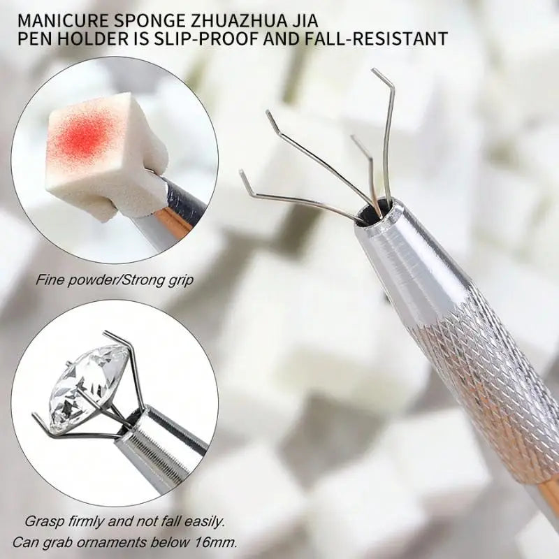 Nail Art Sponge Set With Grab Pen For Gradient Ombre Gel Polish 5pcs Manicure Tool Kit For Home Or Professional Use Vue