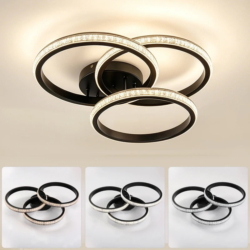 LED Modern Flush Mount Ceiling Light Fixture with 3000K-6500K 3-Color Dimming Circle Modern Chandelier, Close to Ceiling Bedroom Vue