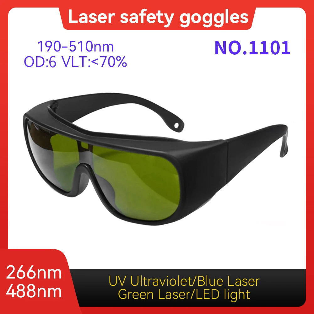 CE EN207 OD6+ 190-540nm Laser Eye Protection Anti-Scratch PC Laser Eyewear for Engraving Marking Industrial Laser Safety Goggle Vue Model 1101 OD6