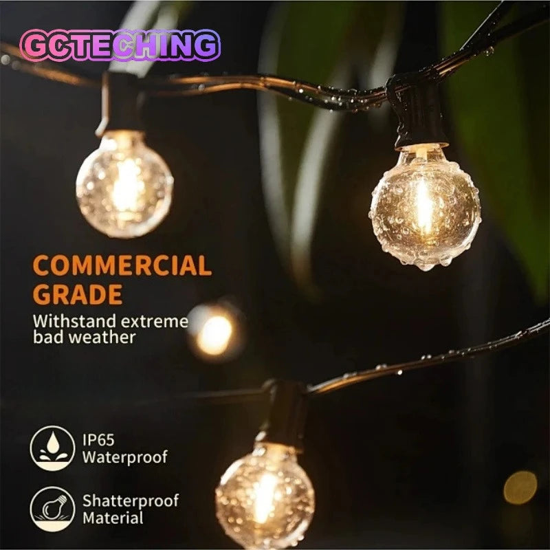 LED String Lights Bulbs 21Meter G40 Globe Lights Outdoor Garden Patio Waterproof Decoration Solar Power Garland Wedding Lighting Vue