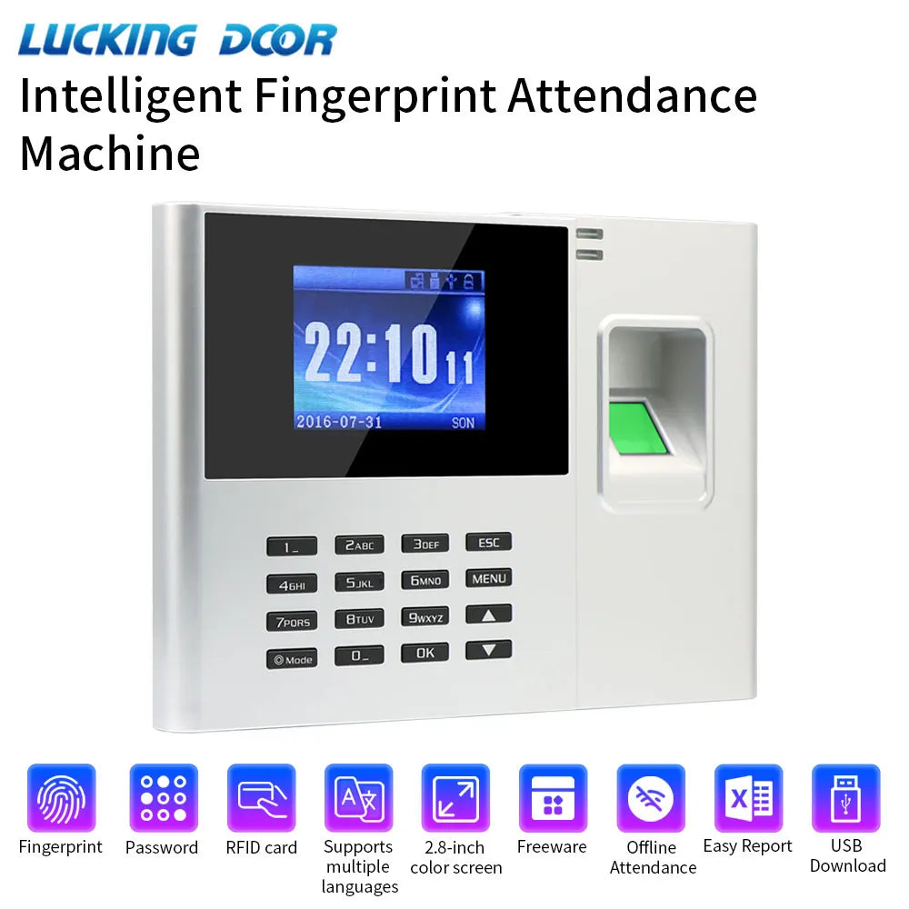 Office Employee 3-in-1 Access Control & Attendance Machine Multifunctional Time Clock Intelligent USB Export Attendance Data Vue