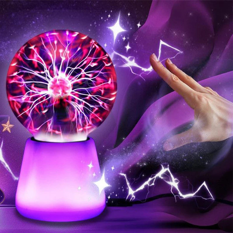 Plasma Ball Lamp Interactive Touch Lightning Globe 3 Inch Fun Lamp USB Powered 7 Color Changing Lights Mood Lighting Party Prop Vue