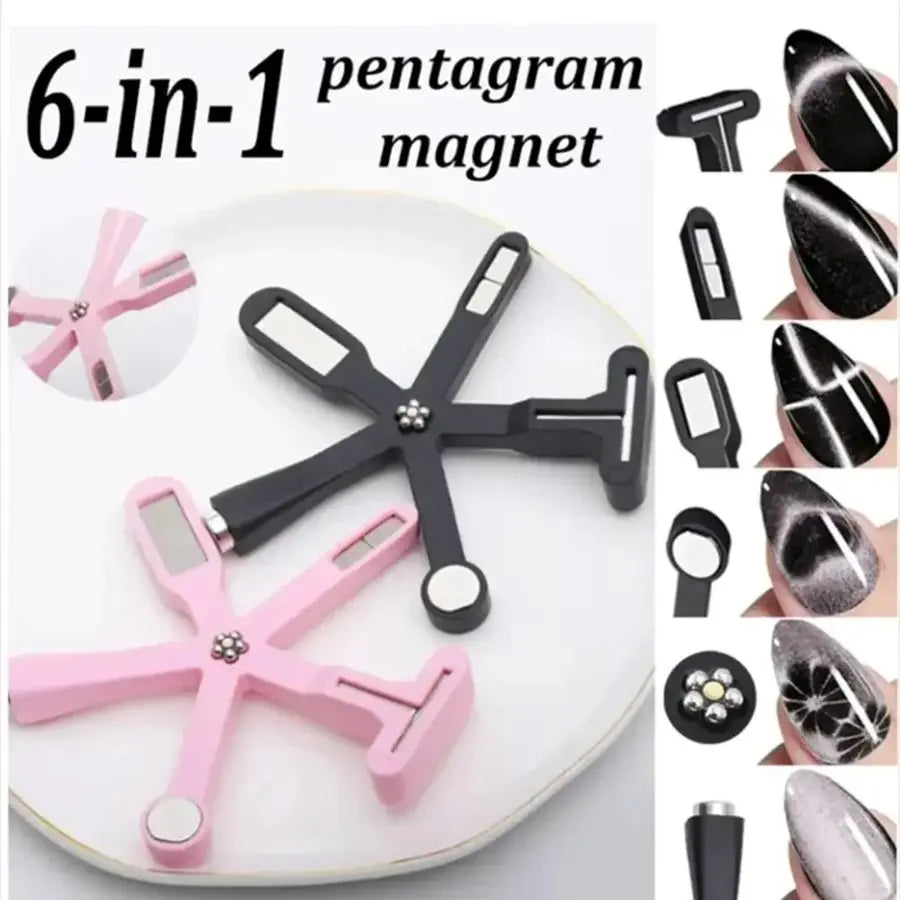 Professional 6-in-1 Cat Eye Magnet for Nail Art Design High Quality LED Gel Nail Magnet Plate Manicure Tools Vue
