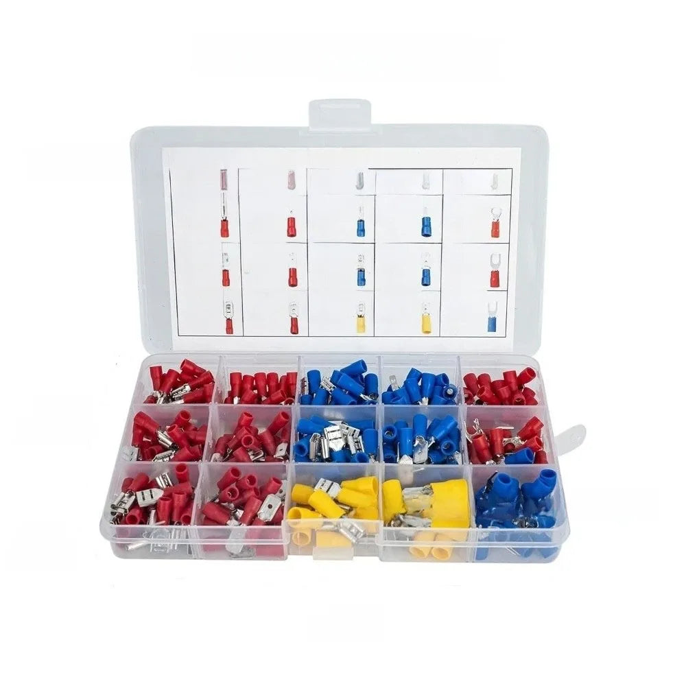 280pcs Multicolor Wire Terminal Tinplate Bare Nose Lugs Crimp Terminals OT Type Binding Post Circular Crimping Terminal Vue 280Pcs