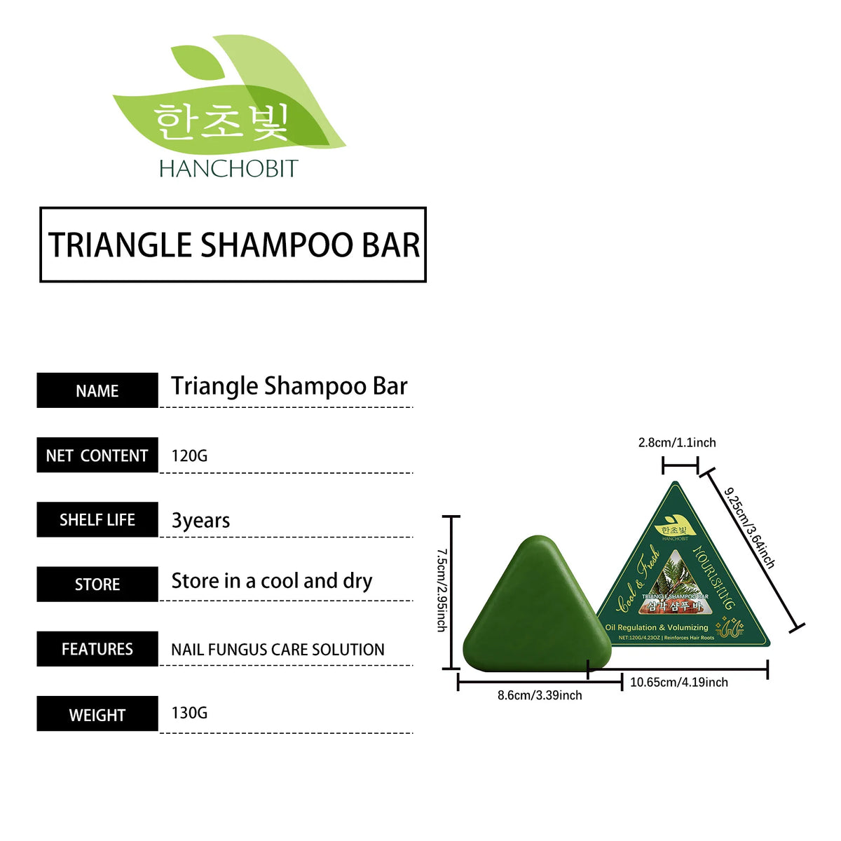 Triangle Herbal Nourishing Shampoo Bar Clean Scalp Reduce Loss Strengthen Hair Control Water-oil Balance Repair Damaged Vue