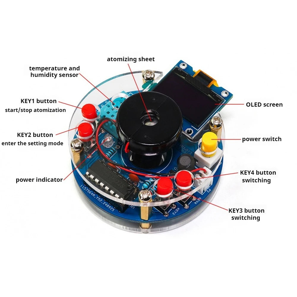 OLED Display USB Humidifier Mist Electronic Diy Kit Temperature And Humidity Spray Circuit Board Manufacturing Welding Practice Vue