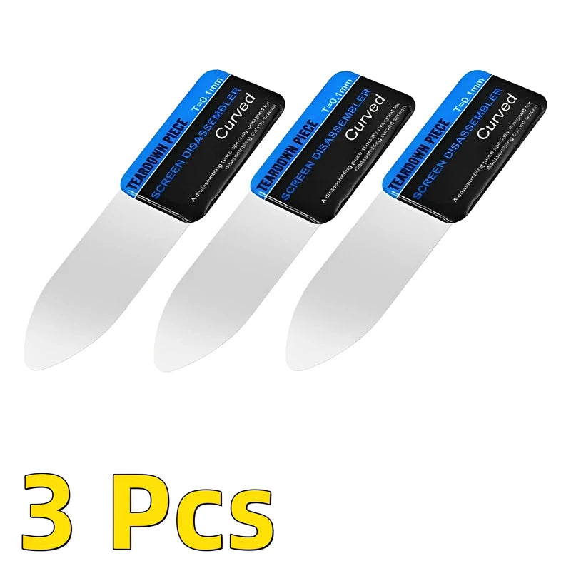Mobile Phone Curved 1-5Pcs LCD Screen Spudger Opening Pry Card Tools Ultra Thin Flexible Mobile Phone Disassemble Steel Metal Vue 3 PCS