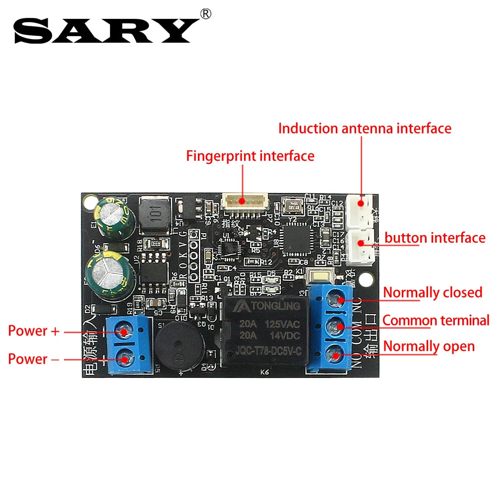 Mobile phone NFC induction control board fingerprint identification relay module IC card 13.56 mhz access controller Vue