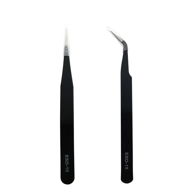 1pcs Pink/Black DIY Tweezers For Nail Art Eyebrow Eyelash Extensions Anit-Static Stainless Steel Beauty Tweezer Makeup Tools Vue