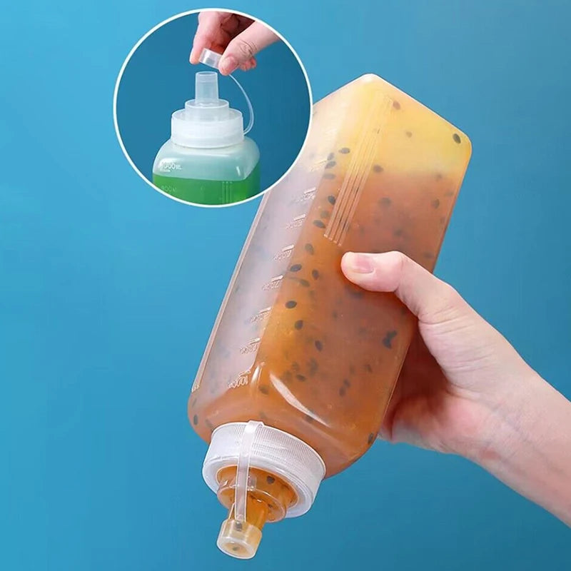 600/800/1000ML Squeeze Sauce Bottles Condiment Dispenser Large Mouth Dustproof Kitchen Seasoning Salad Sauce Olive Oil Bottle Vue