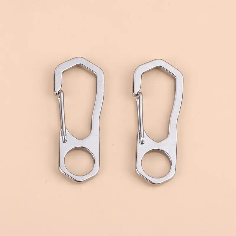 Stainless Steel Keychain Carabiner 2 5Pcs Rustproof Buckle Spring Clips for Outdoor Camping and Keys Holder Vue round hole 2pcs