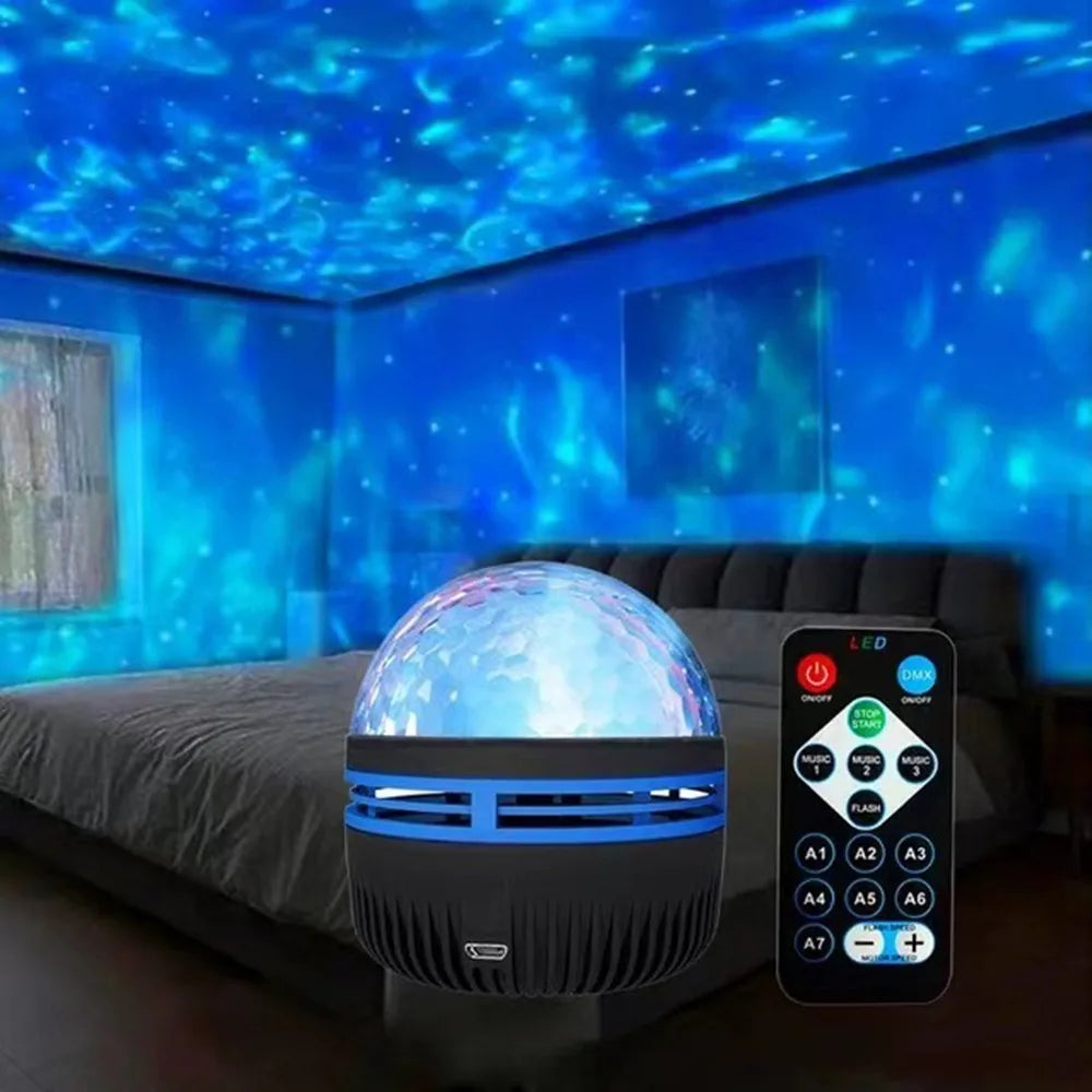 RGB Galaxy Aurora Projection Lamp USB Powered Remote Control Auto Rotate Star Night Light For Bedroom Home Theater Ornament Vue
