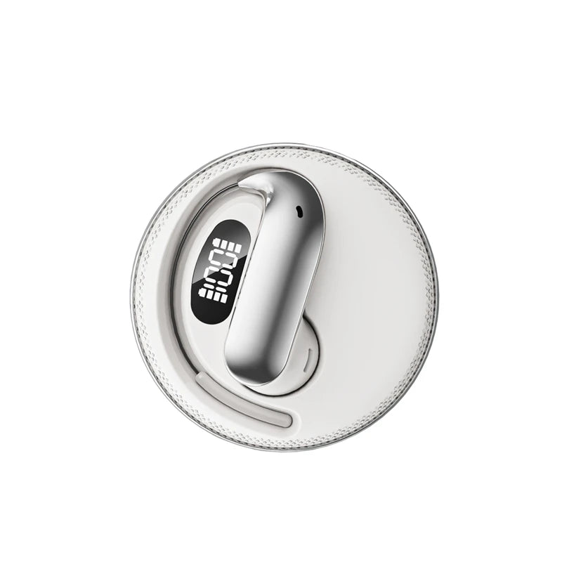 Bluetooth Translation Headset X56 Dual Earhook Headset Compact Portable Headphones With Feature Smart Digital Display Vue White-translation