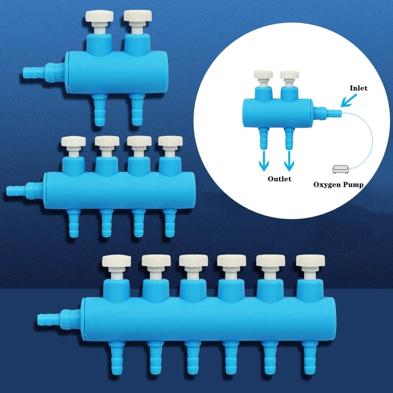 2~8 Way Aquarium Air Flow Control Valve Air Pump Hose Splitters Oxygen Pipe Hose Distributor Split-flow Connector Pump Accessory Vue