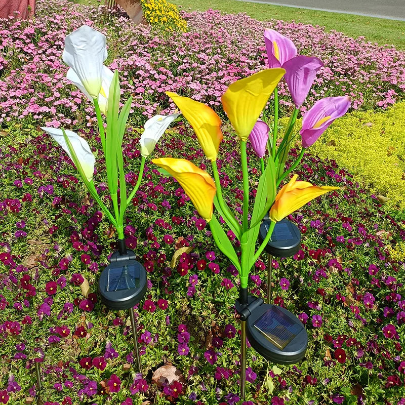 1/2pcs Solar-Powered LED Yard Lights Calla lily Floral Garden Decor Lamp Waterproof Outdoor Lawn Lighting Plug Light Vue