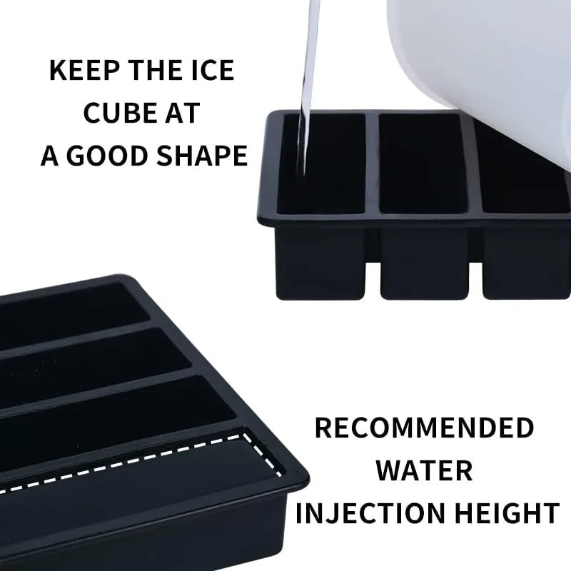 2pcs 4-Slot Large Rectangle Silicone Ice Cube Tray with Lid, Easy To Release, for Home and Commercial Use, Whiskey Ice Cube Mold Vue