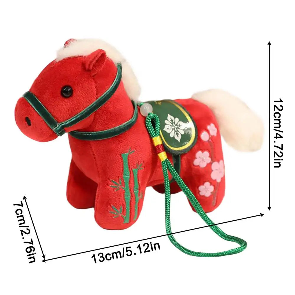 Stuffed Horse Plush Toy 2026 Collectible Cuddly Plush Ornament Chinese New Year Stuffed Animal Toy for Home Living Room Nursery Vue Red