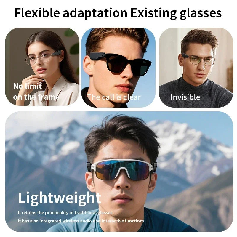 Smart Audio Glasses Headphones Clip-On Bluetooth Glasses Headphones for Outdoor Sports For Eyeglasses Vue