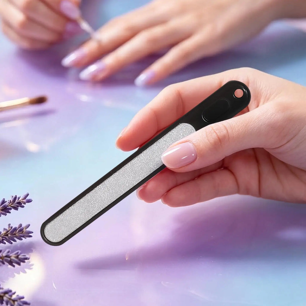 unisex Rectangular Non-Slip Handle Nail File, Portable Manicure Pedicure Tool for Home Travel Business Trip Daily Care, Gift Vue
