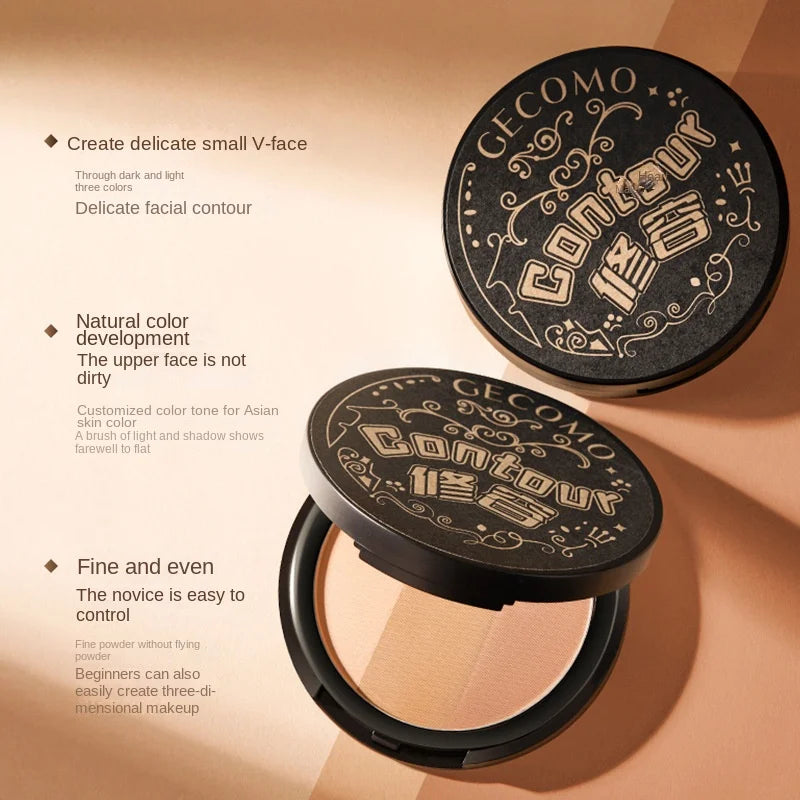 3Color Dimensional Bronzing Powder Shadow Nose Shadow Facial Integrated Matte Repair Brightening Makeup Contour Compact Vue