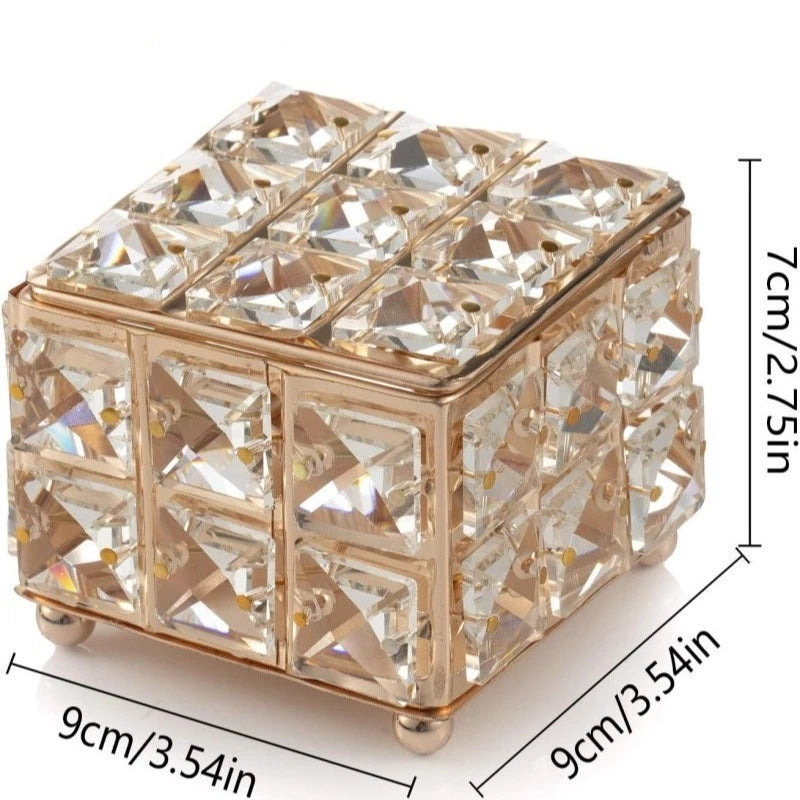 Crystal Jewelry Box European Earring Organizer Case Table Decor Party Centerpiece Display For Women Teens Birthday Xmas Gift Vue