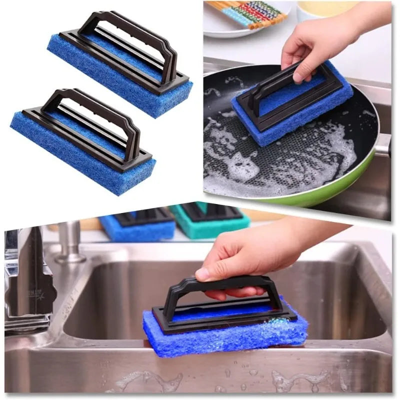 1-20PCS Durable Kitchen Sink Sponge Brush with Handle for Dishes Pans Tiles Bathtub Stove Multi Surface Cleaning Scrubber Tool Vue