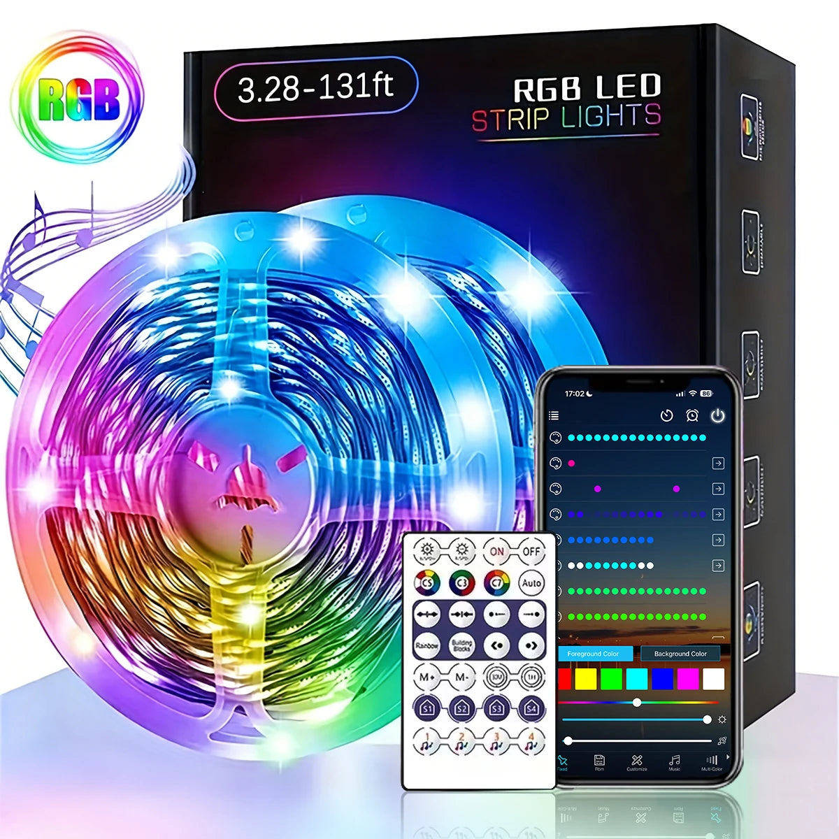 1-20M LED Strip Lights WS2812B RGBIC Music Sync Remote APP Control 5V USB Flexible Ribbon for Bedroom Party TV Backlight Decor Vue