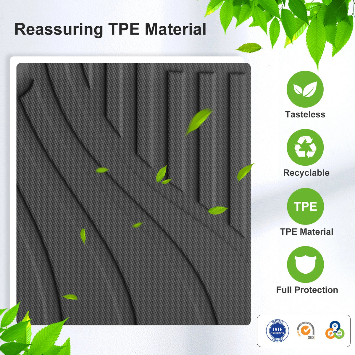 Smabee Left Drive for Ford Mustang Mach-E 2021 TPE Car Al-weather Floor Mats Trunk Pad Backrest Liner Interior Accessories Vue