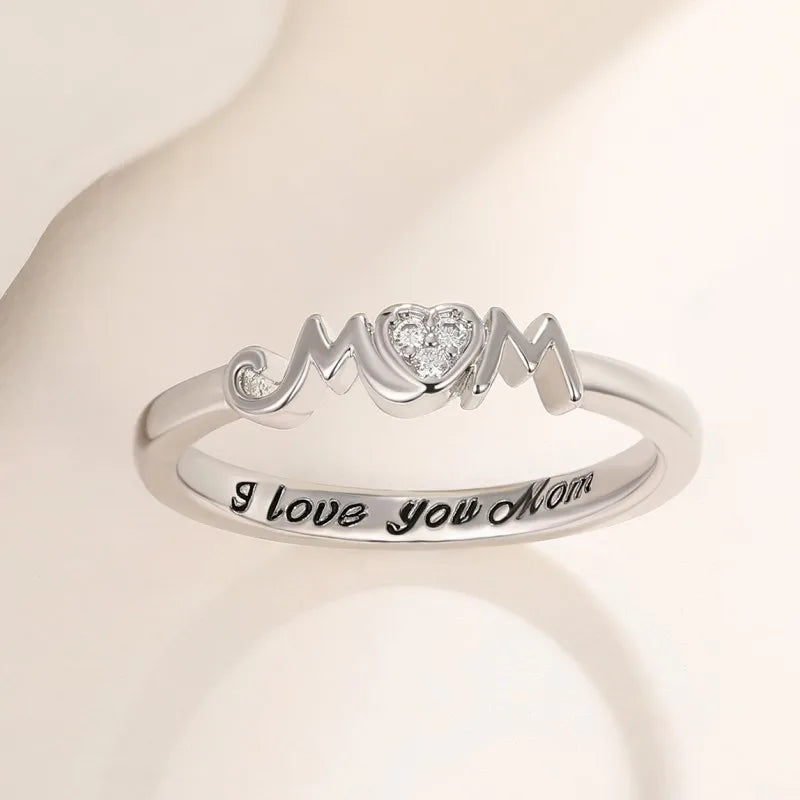 Huitan Women's Silver Cubic Zirconia Ring | Mom Gift Fashion Ring Vue