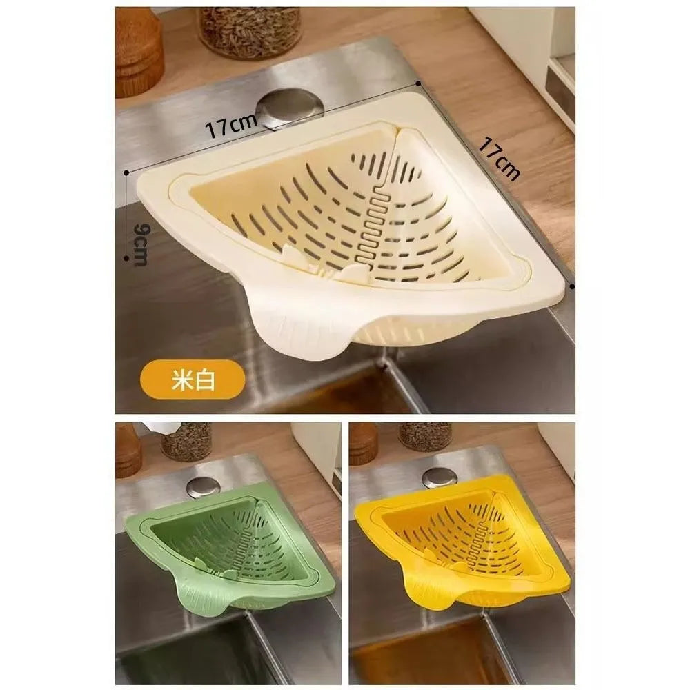 Durable Magnetic Sink Drain Basket Triangle Multifunctional Food