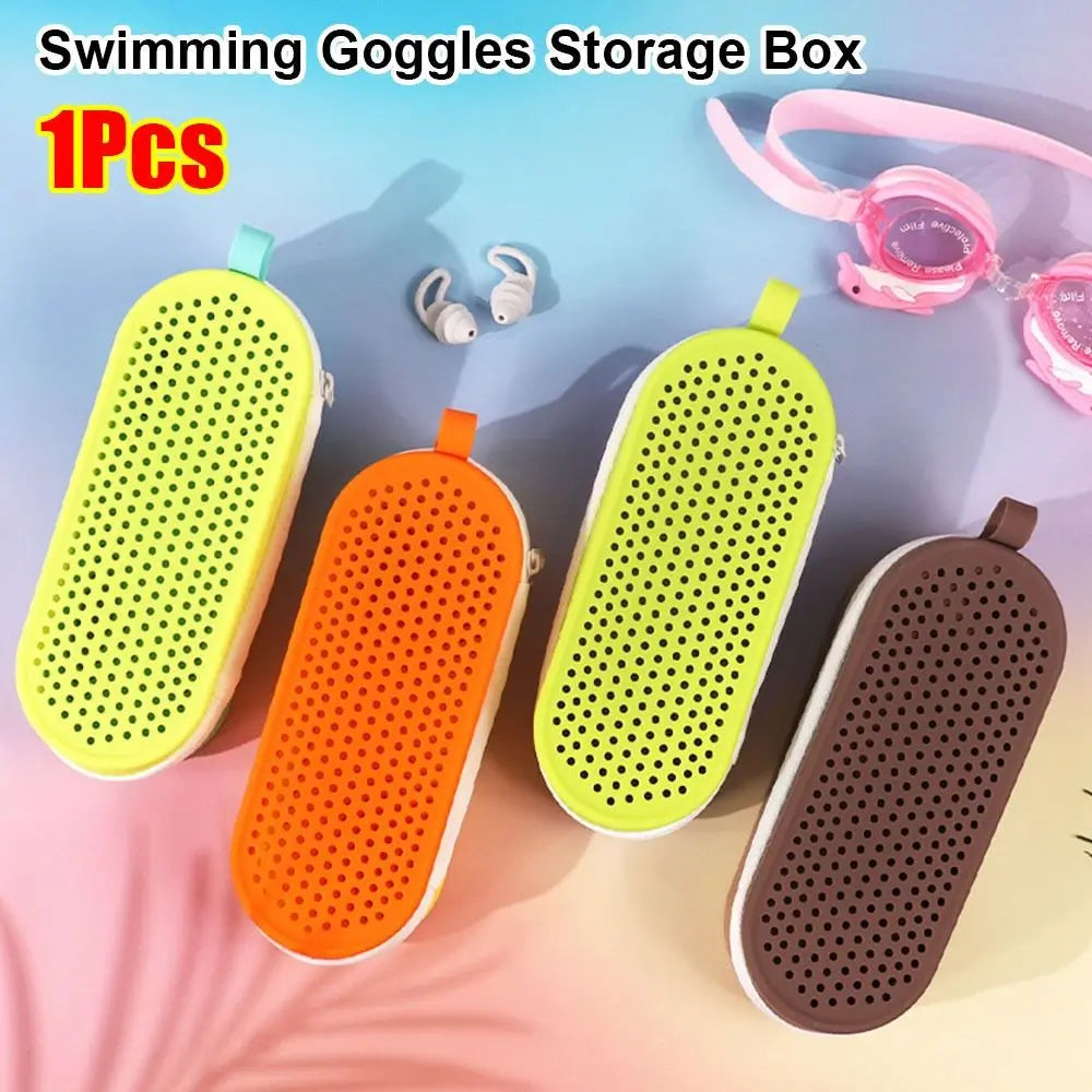 Silicone Large Capacity Dual-sided Zipper Swimming Goggles Storage Vue