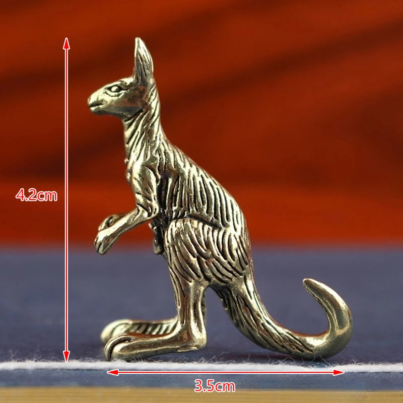 1PCS Brass Kangaroo Sculpture Vintage Animal Figurine Gold Plating For Desk Decoration Vue Copper