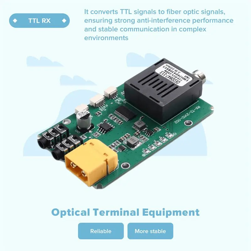 Hot-100KM TTL Optical Transceiver Module DC 5.5-26V Optical Terminal Equipment Drone-Specific RX Ground End Vue