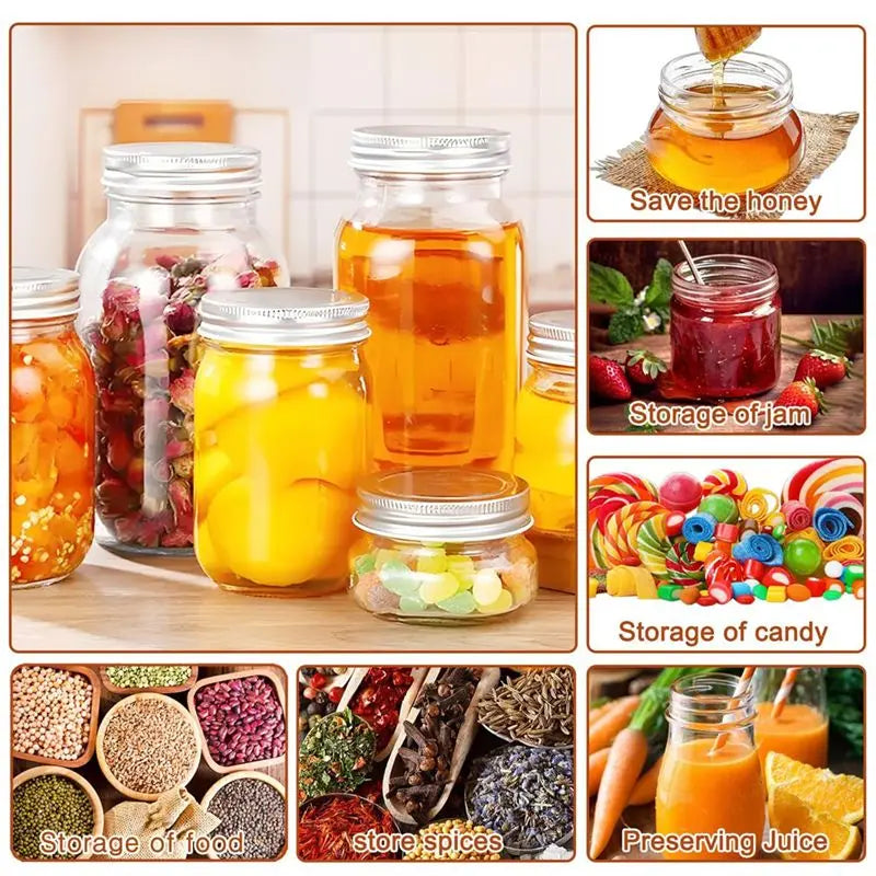 ABKW-Canning Lids And Rings(48 PCS), Reusable Leakproof Wide Mouth Masonjar Mason Jar Set Including Silicone Seal Lids Vue