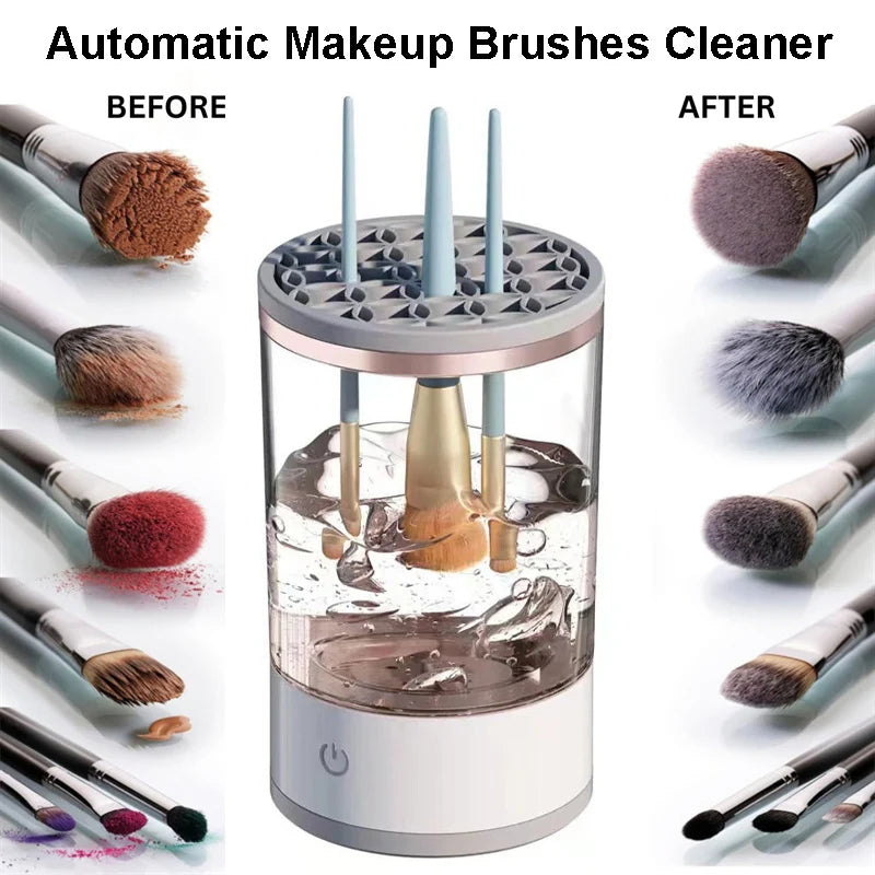 USB Plug Electric Makeup Brush Cleaner Makeup Brush Cleaning Machine Automatic Cosmetic Brush Dryer and Cleaner with Cleaner Mat Vue