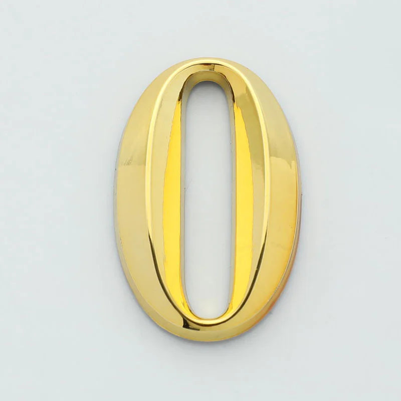 3D Door Number ABS Injection Molding Electroplating Plate Digits 0 To 9 Golden Door Self Adhesive Street Sticker Outdoor Vue 0