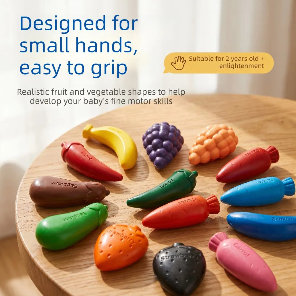 12-color Fruit-shaped Crayons Non-dirty Hands Can Be Washed Children's Brushes Educational Stationery Colores Para Pintar Niños Vue