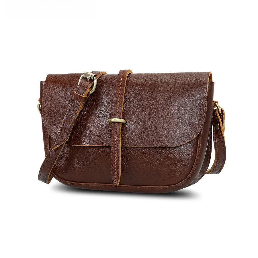 Leather Messenger Bag Women's Fashion Versatile Shoulder Bag Large Capacity Daily Commuter Women's Bag Vue Brown