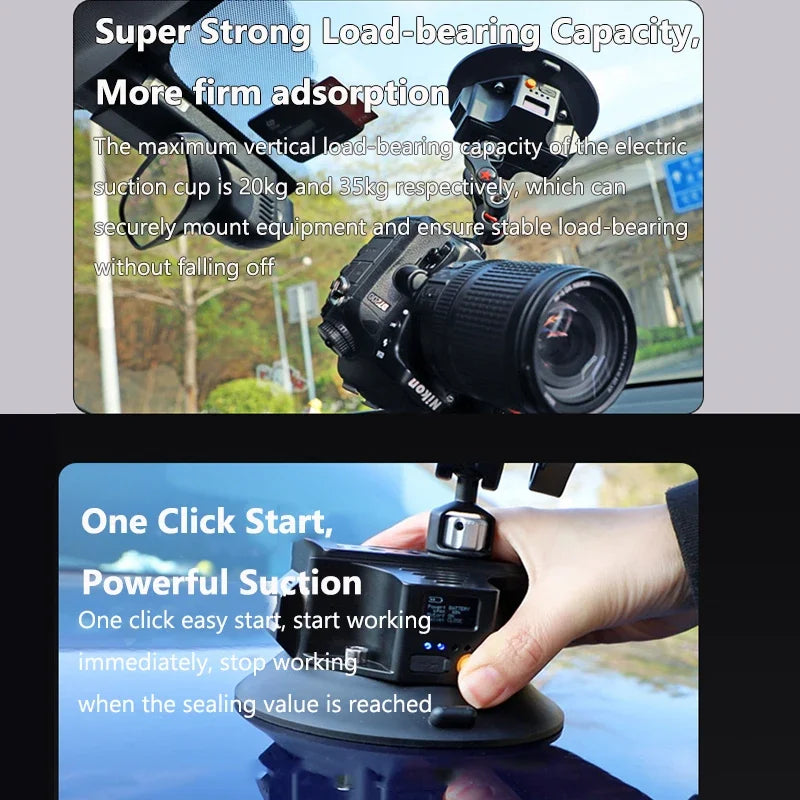 4.5/5/6 Inch Strong Electric Suction Cup Car Camera Suction Cup Shock Absorption Sports Camera Fixed Shooting Tool for Cam Phone Vue