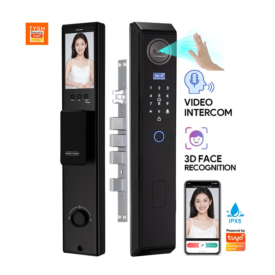 Smart lock with Camera 3D Facial Recognition Electronic Door Lock with Visual Doorbell for Video Surveillance Vue