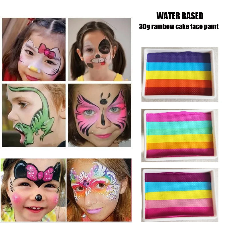 30g High Quality Non-Toxic Water-Based Split Cake Face Body Paint for Kids Festival Cosplay Vue