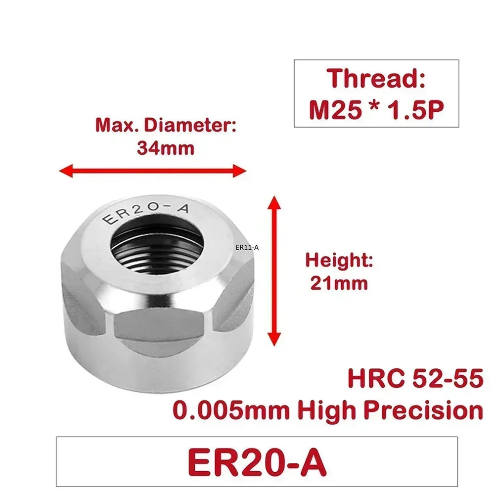 High Precision ER Collet Clamping Nut ER11 ER16 ER20 ER25 ER32 ER40 Collet Clamping Nut Vue ER25 UM China Mainland