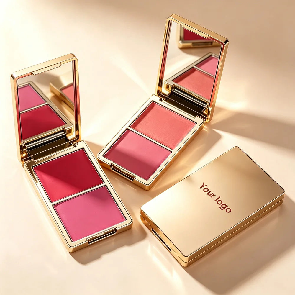 Makeup Blush Palette Custom Logo Luxury 2 in 1 Cream Powder Blush Private Label Long Lasting Vegan Waterproof Pigment Cosmetics Vue