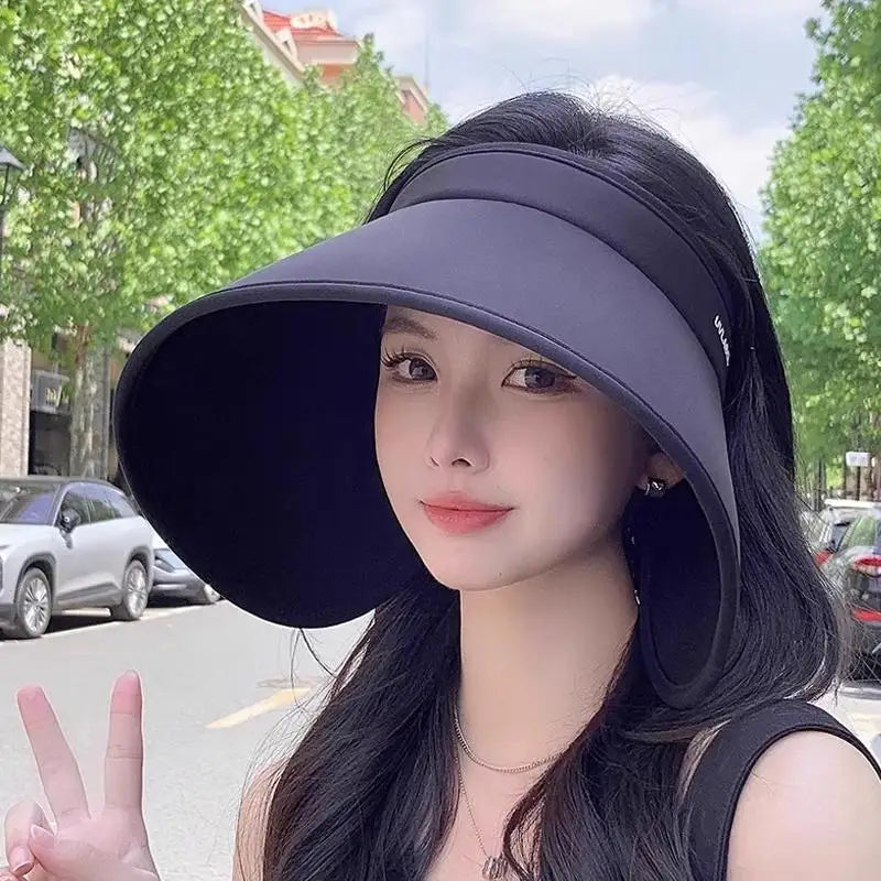 Women Wide Brim Summer Sun Hat Foldable UV Protective Hat for Beach Pool Holiday Travel Use Vue