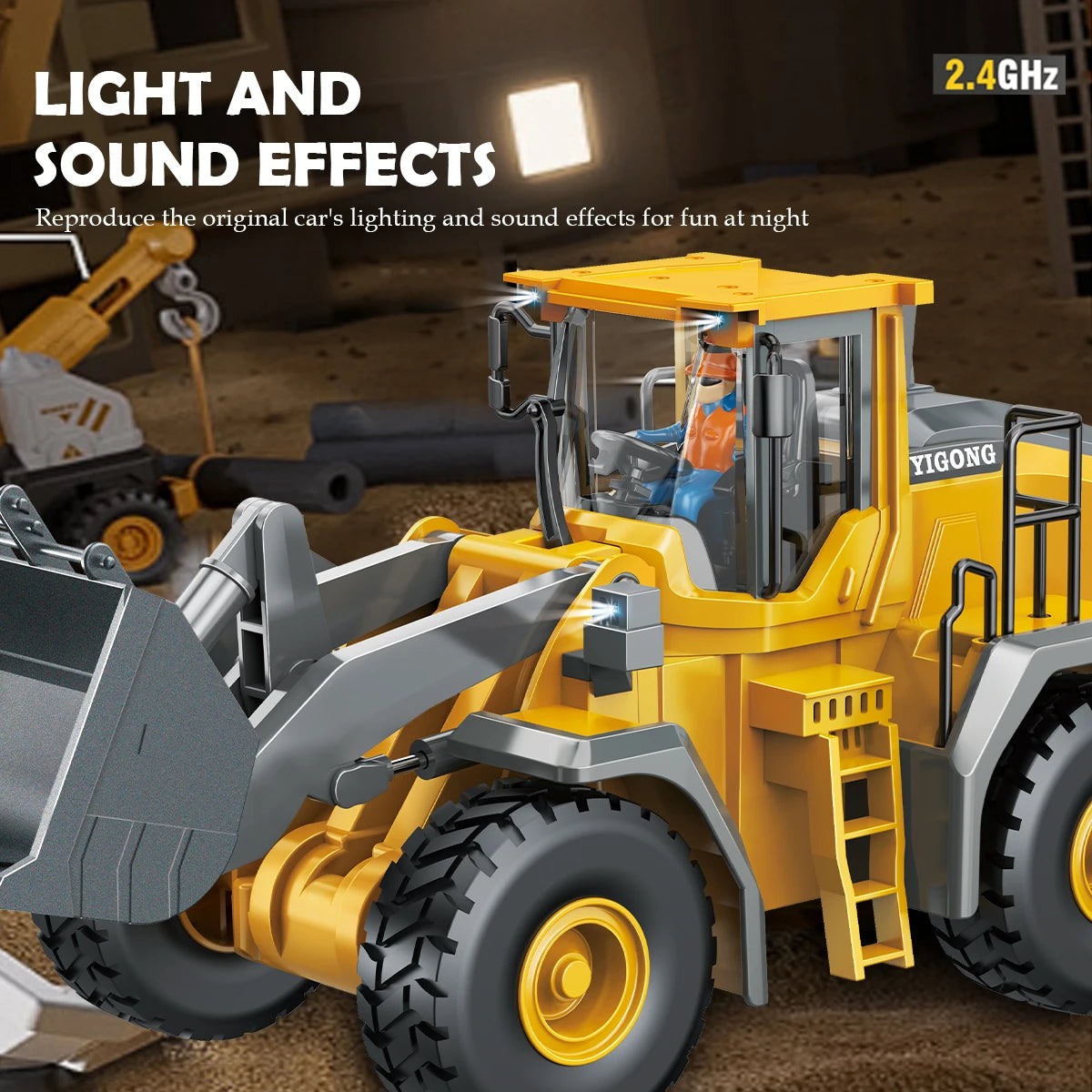 2.4G Remote Controlled Bulldozer Nine Channel Loading Vehicle Simulation Excavation Engineering Gifts for 6+ Children Vue