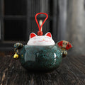 Lucky Cat Ceramic Tea Canister Cartoon Moisture Resistant Tea Sealed Jar Blessing Tea Storage Box Desktop Decoration Vue Blue L
