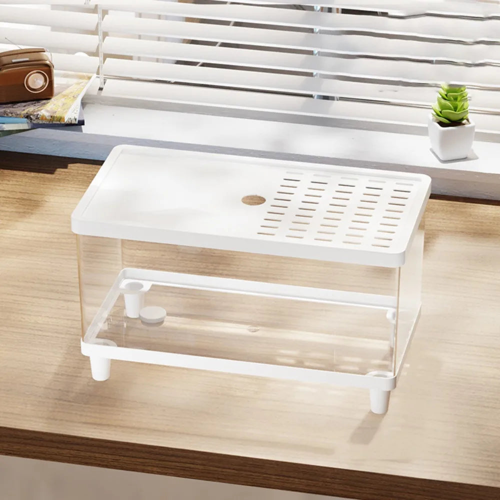 Multifunctional Transparent Reptile Terrarium Visual Breathable Lizard Breeding Box with Cover Reptile Habitat Amphibians Vue White-M