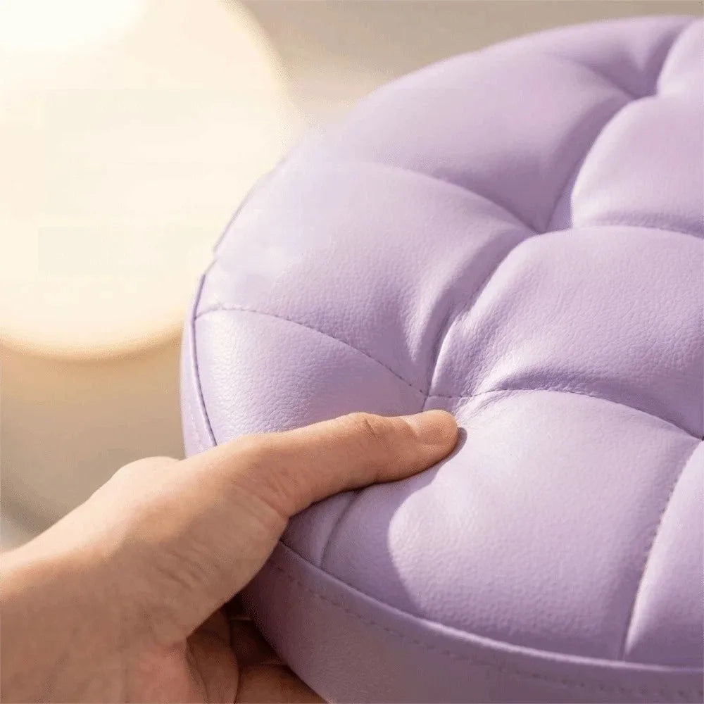 Round Shape Sliding Wheel Stool Universal Wheel Contrasting Color Small Stool Solid Frame Padded Seat Shoe Changing Stool Vue